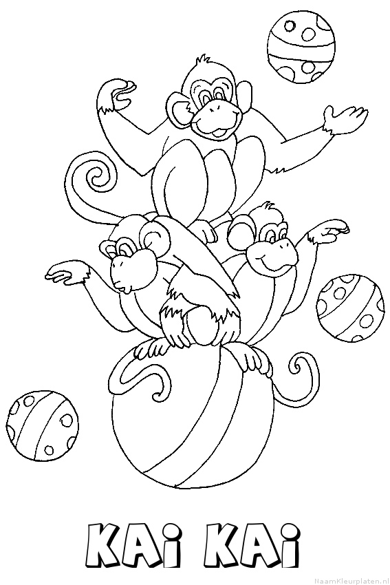 Kai kai apen circus kleurplaat